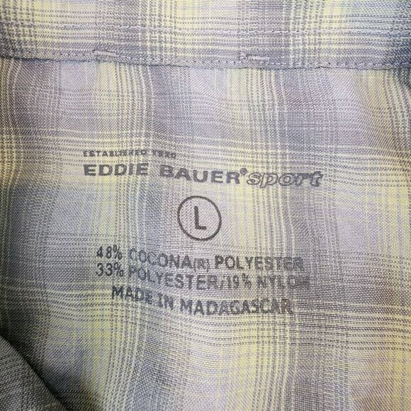 EDDIE‎ BAUER SPORT Mens Lg Plaid Button Down Moisture Wicking Shirt Short Sleeve - Picture 7 of 11